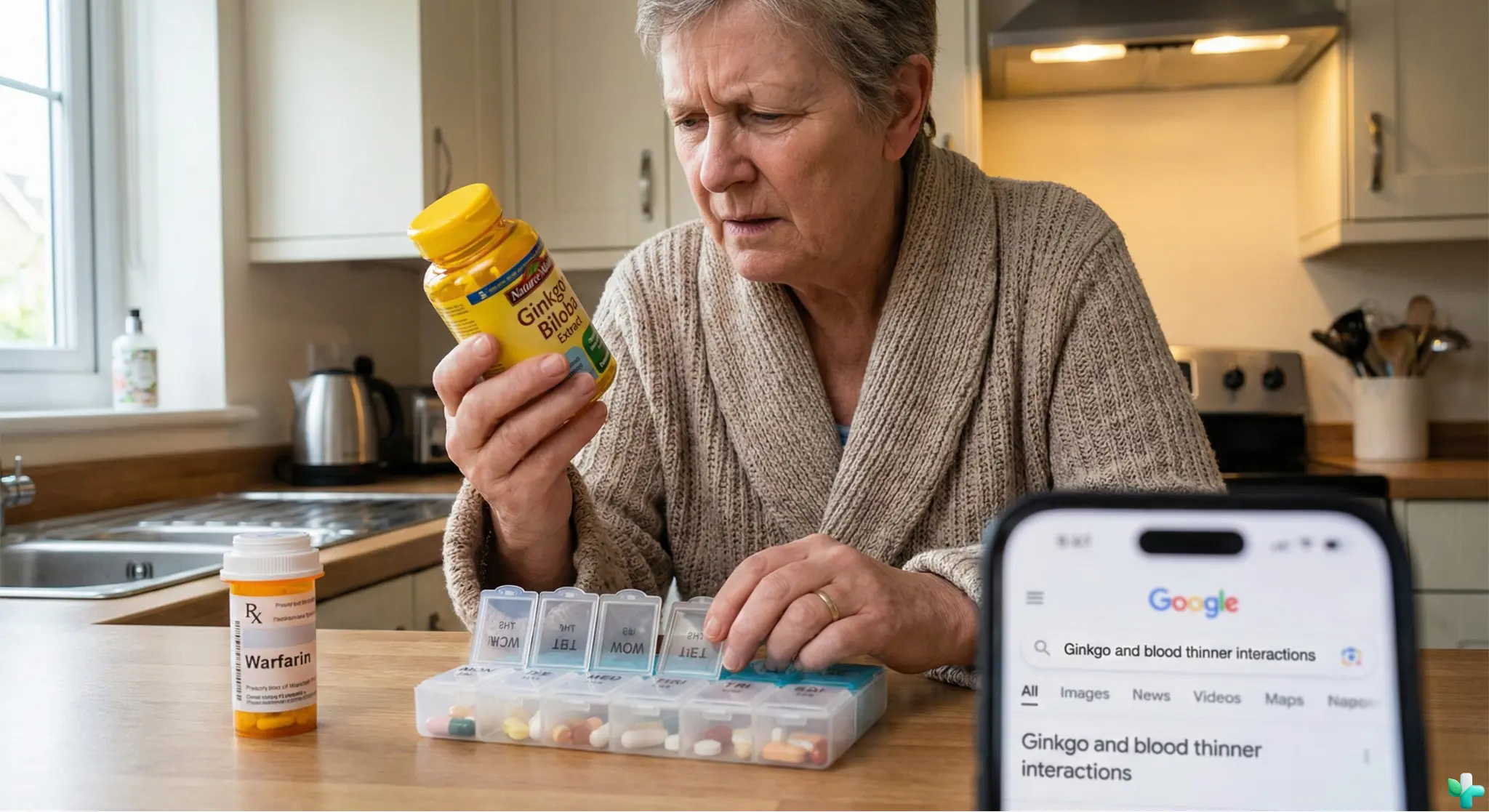 Checking supplement labels for potential drug interactions using google search